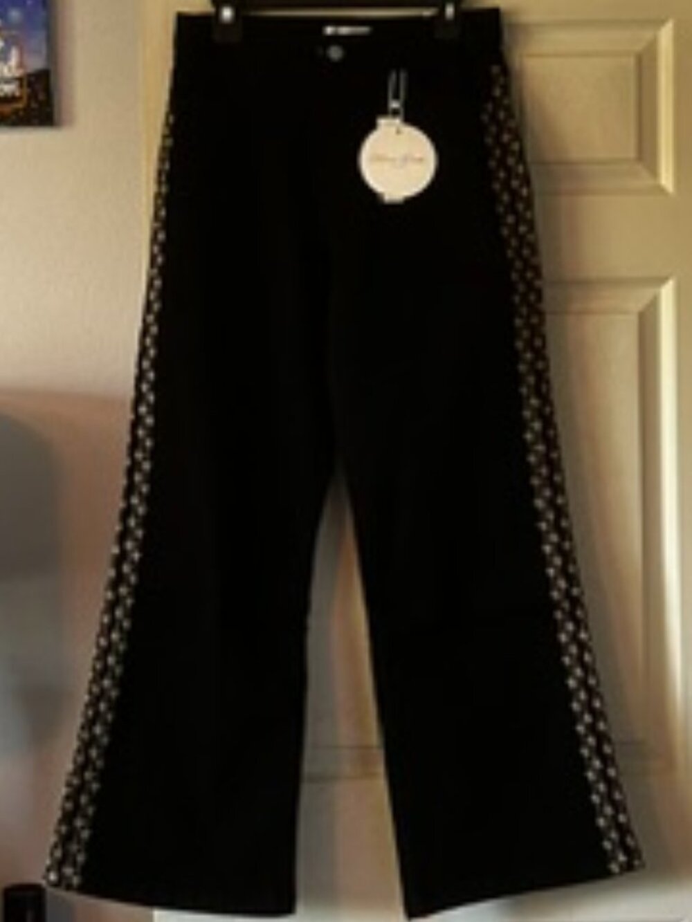 NWT Maison Onado Paris Wide-Leg Jeans w/ Gold-Trim Side Braid - XL/42 (US 10)